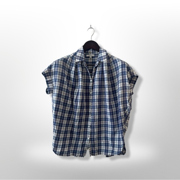 Madewell Tops - Women’s Flowy Madewell Muscle Tee Plaid Button Down with Open Cutout Back Sz XS